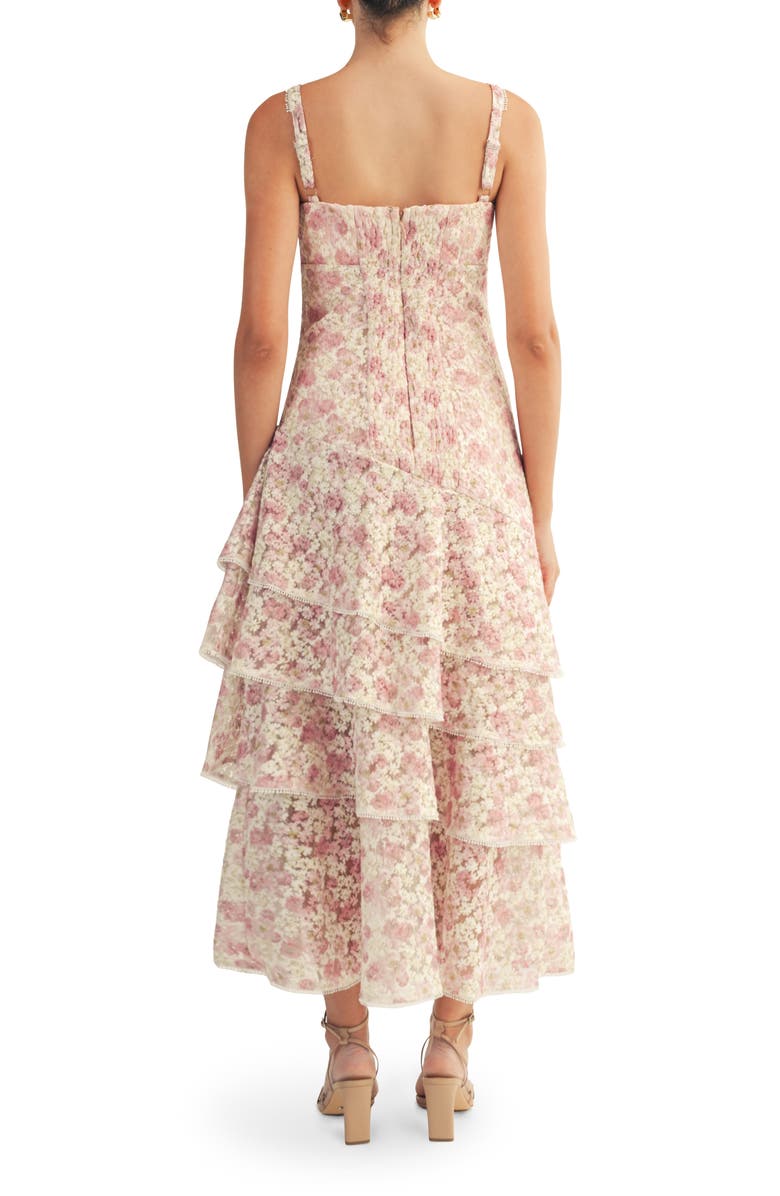 Arose Studio Lorraine Layered Ruffle Sleeveless Maxi Dress, Alternate, color, Pink Multi