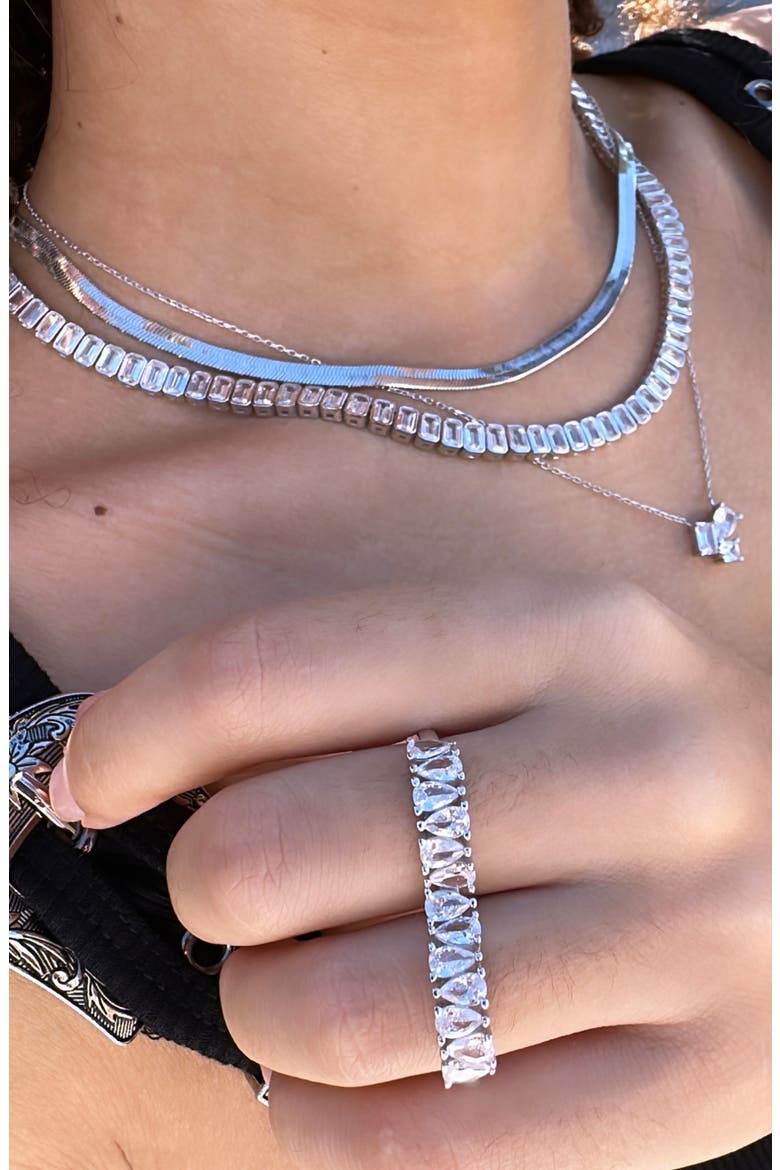 Emerald Cut Tennis Necklace, Alternate, color, SILVER/ WHITE