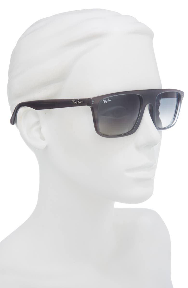 Ray-Ban 57mm Gradient Square Sunglasses, Alternate, color, Striped Grey / Gradient Grey