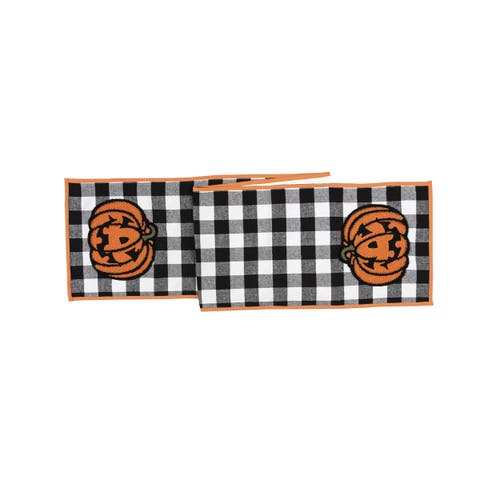 Jack O' Lantern Halloween Checkered Table Runner 13" x 72"