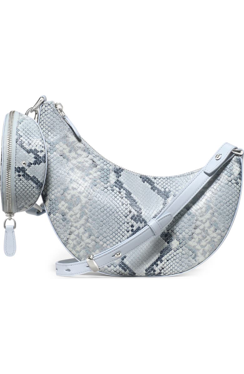 Kate Spade New York duo snakeskin embossed leather crossbody bag, Main, color, Pale Sapphirine