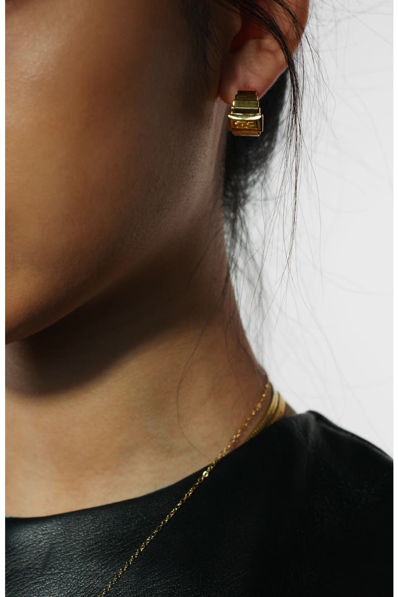 Tiered Block Hoops, Alternate, color, Gold