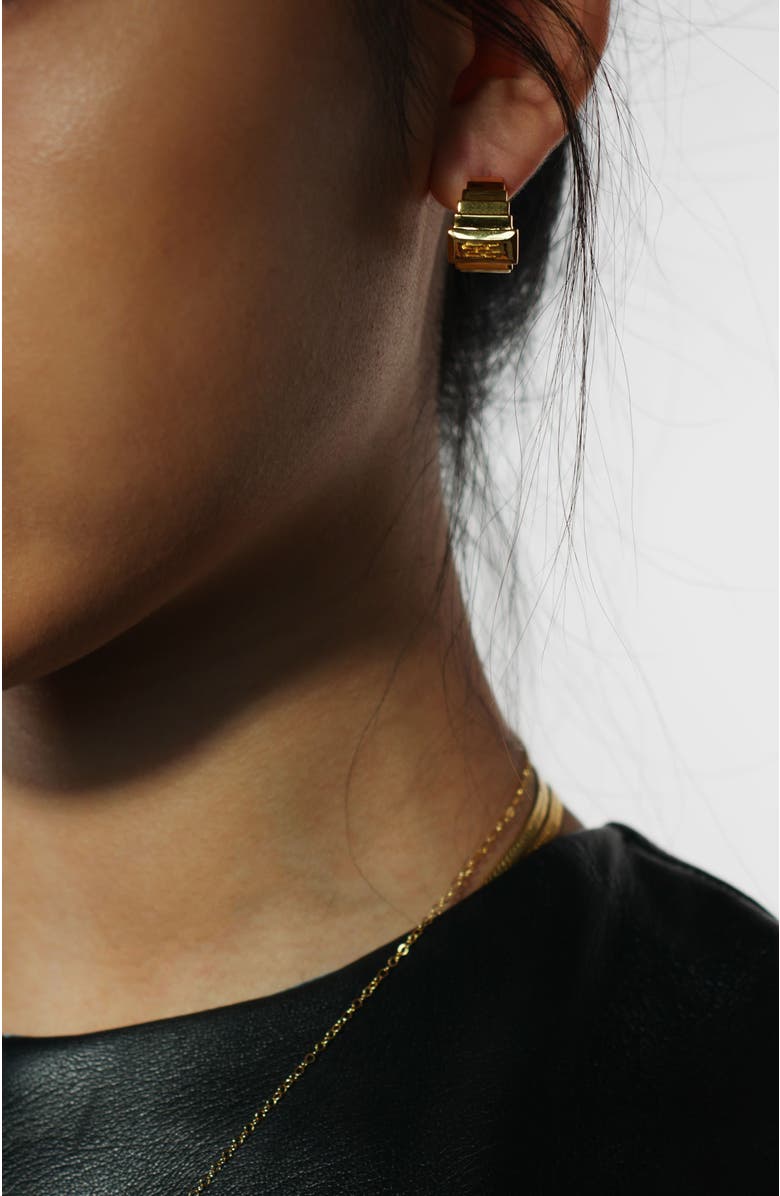 Gwen Beloti Tiered Block Hoops, Alternate, color, Gold