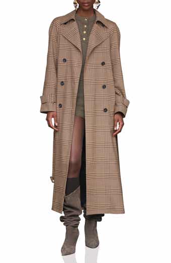 Oversized Plaid Maxi Trench Coat