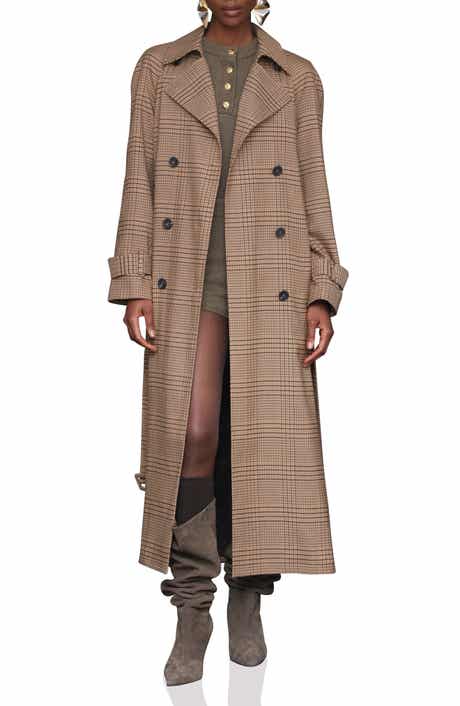 Avec Les Filles Oversized Plaid Maxi Trench Coat