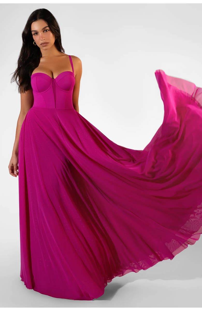TA3 Mega Sculpting Push-Up Maxi Dress, Alternate, color, Electric Fuchsia