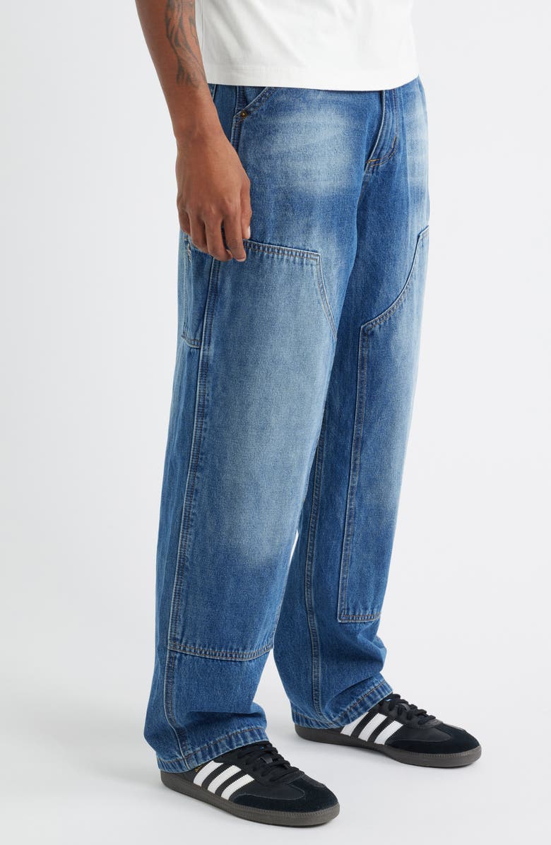 CRIMINAL DAMAGE Mercer Double Knee Cotton Denim Carpenter Pants, Alternate, color, Washed Blue