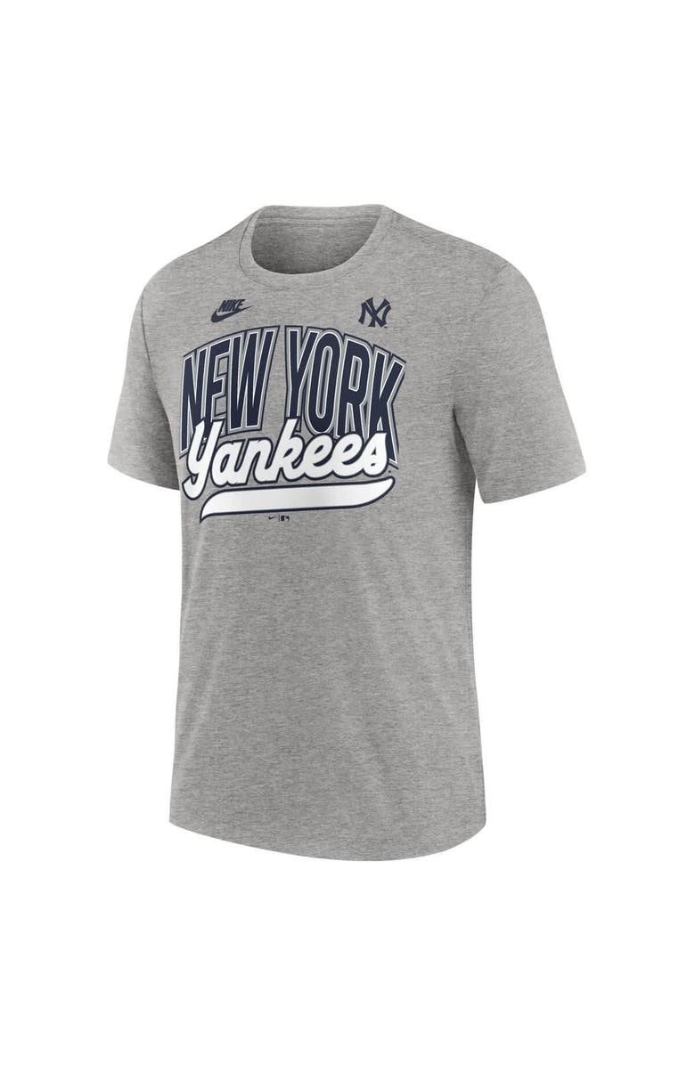 Nike Men's Nike Heather Gray New York Yankees Cooperstown Collection Retro Tri-Blend T-Shirt, Alternate, color, Heather Gray