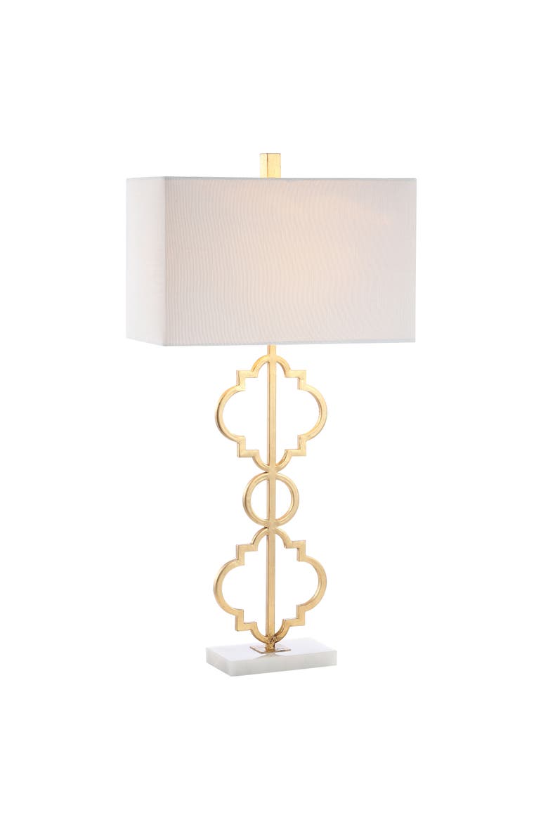 Selina Iron Ogee Trellis Modern LED Table Lamp, Main, color, Gold Leaf