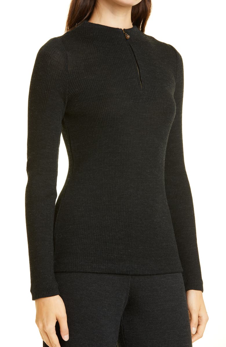Vince Ribbed Half Zip Mock Neck Sweater, Alternate, color,