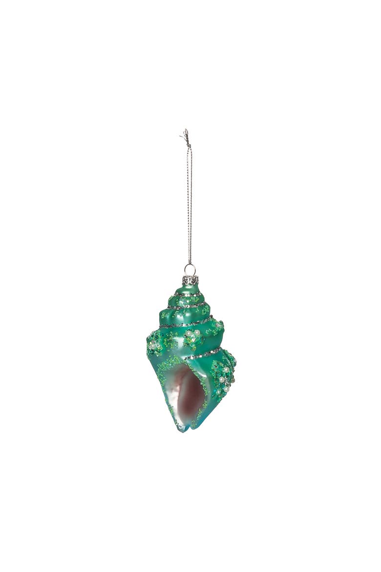 Green Shell Glass Christmas Tree Ornament, Alternate, color, Green