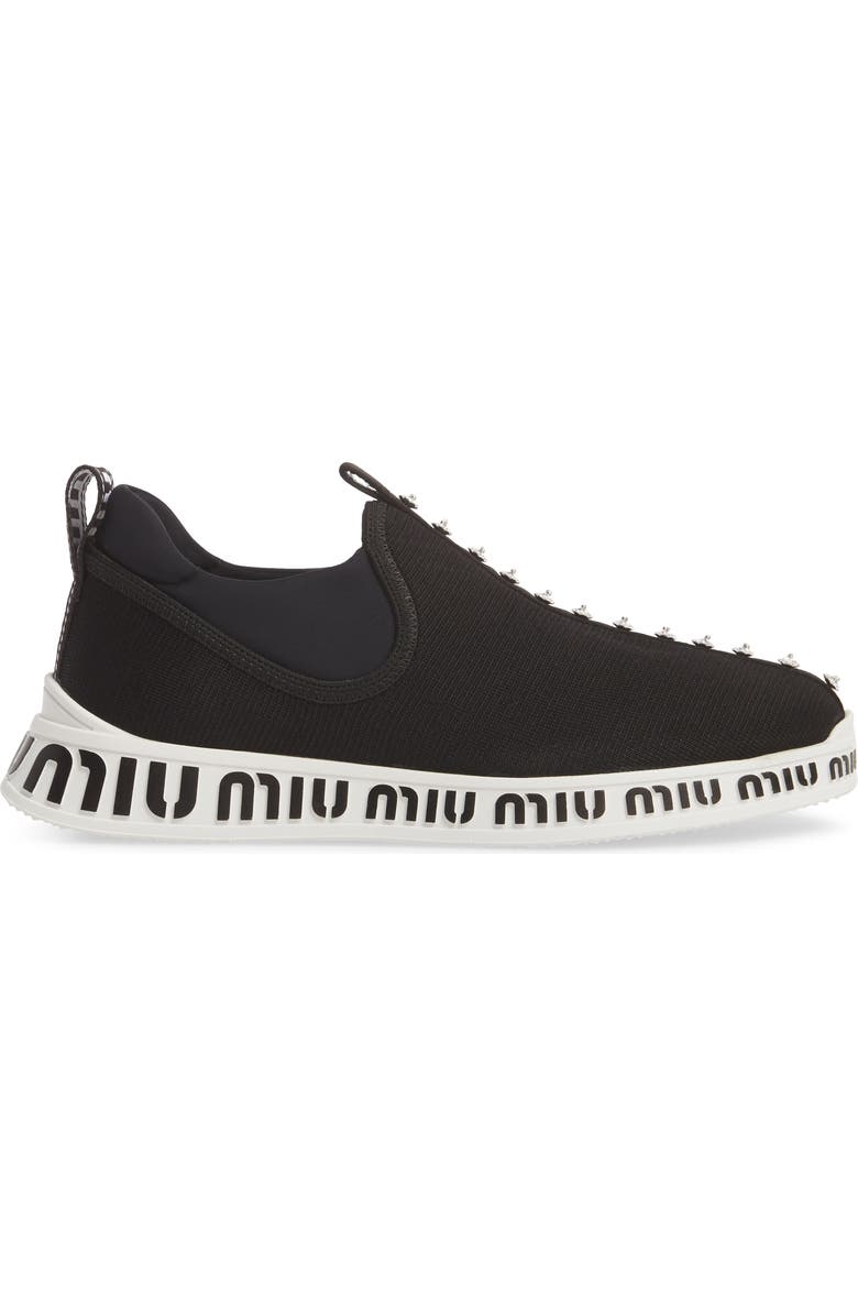 Miu Miu Logo Slip-On Sneaker, Alternate, color,