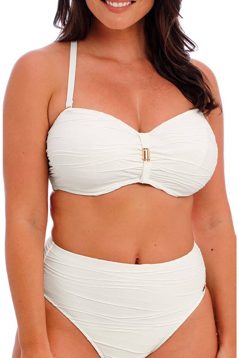 Beach Waves Underwire Bandeau Bikini Top, Alternate, color, LINEN