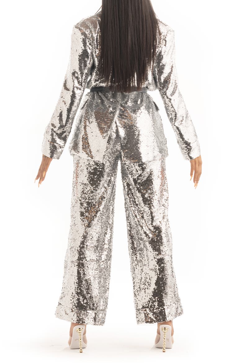 Sequin Jacket & Pants Set, Alternate, color, SILVER