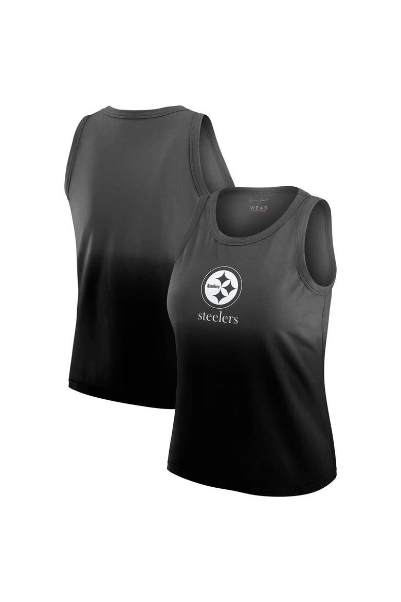 Women's WEAR by Erin Andrews x Gracie Hunt Black Pittsburgh Steelers Ombre Tank Top, Alternate, color, Black