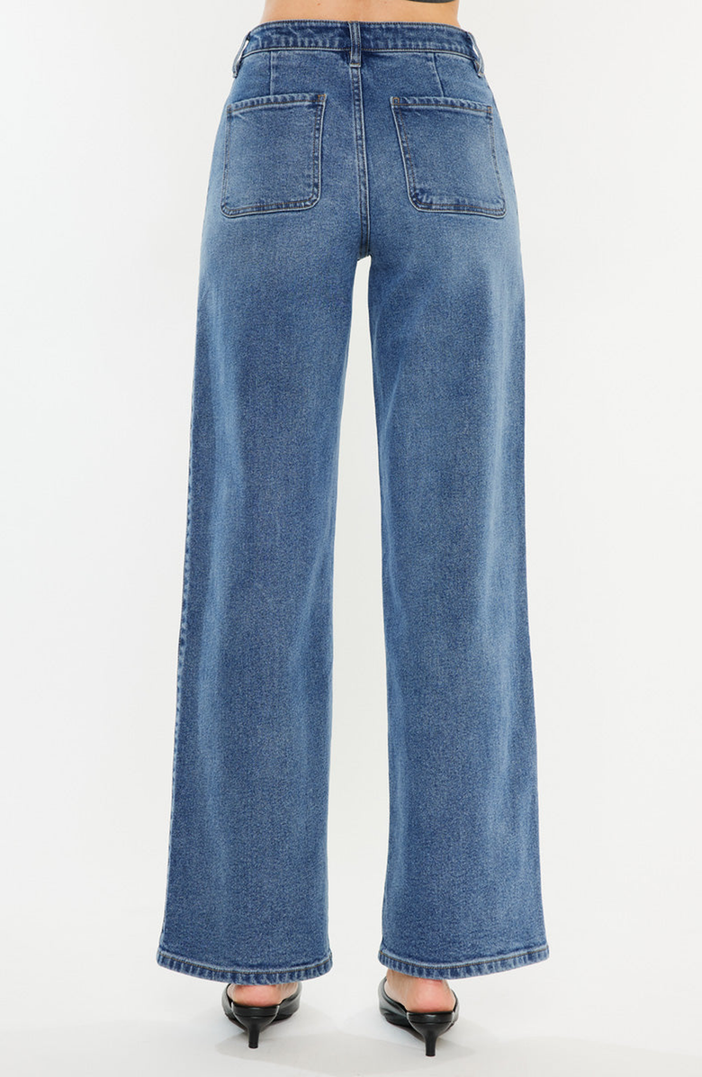 KanCan Kenya High Rise Wide Leg Flare Jeans, Alternate, color, Medium Wash