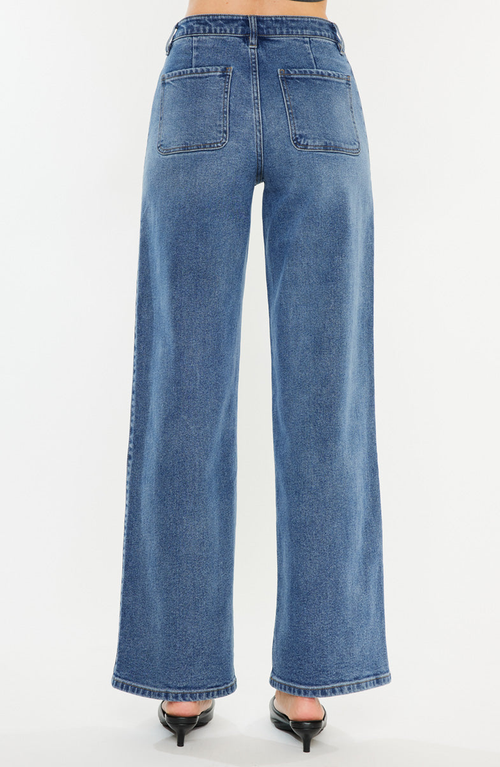 Kancan Kenya High Rise Wide Leg Flare Jeans In Blue