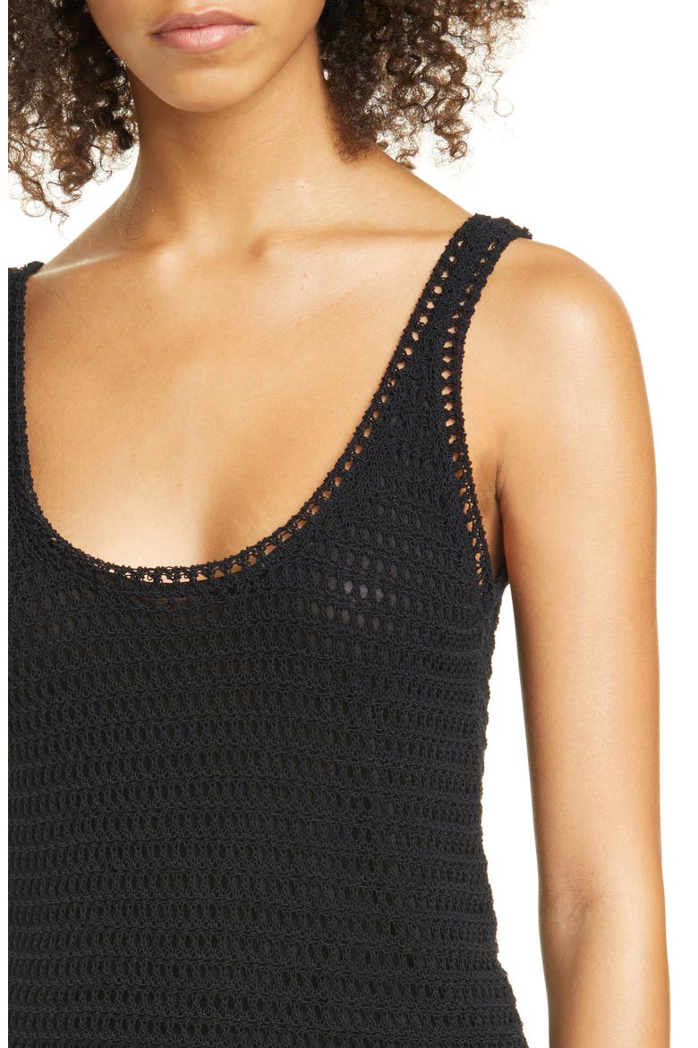 Crochet Cotton Blend Tank, Alternate, color, NAVY