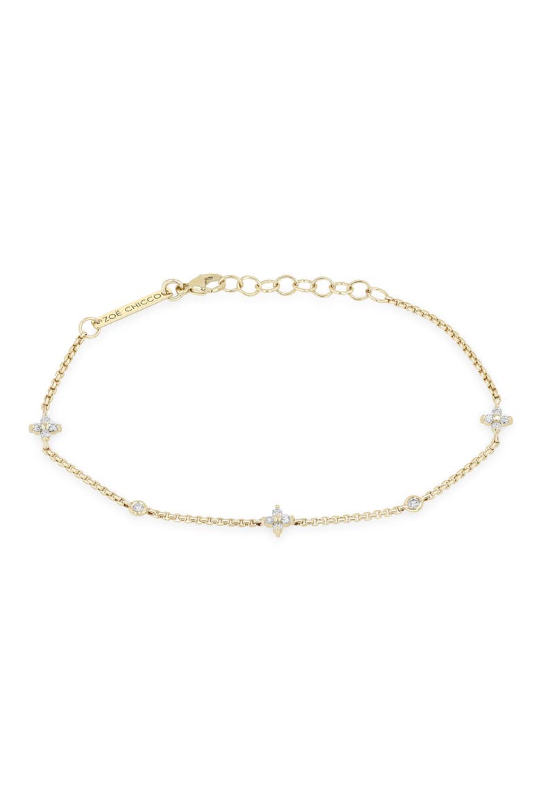 Small Quad Diamond Bracelet, Main, color, 14K YELLOW GOLD
