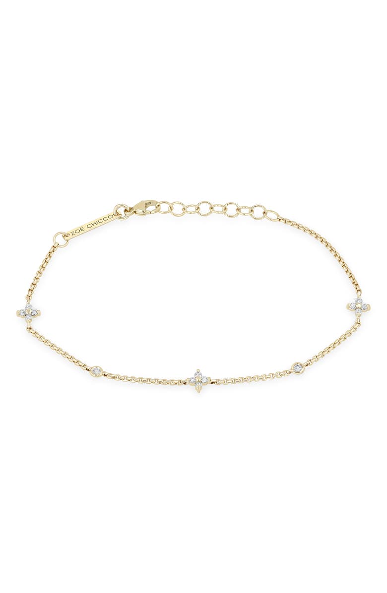 Zoë Chicco Small Quad Diamond Bracelet, Main, color, 14K Yellow Gold