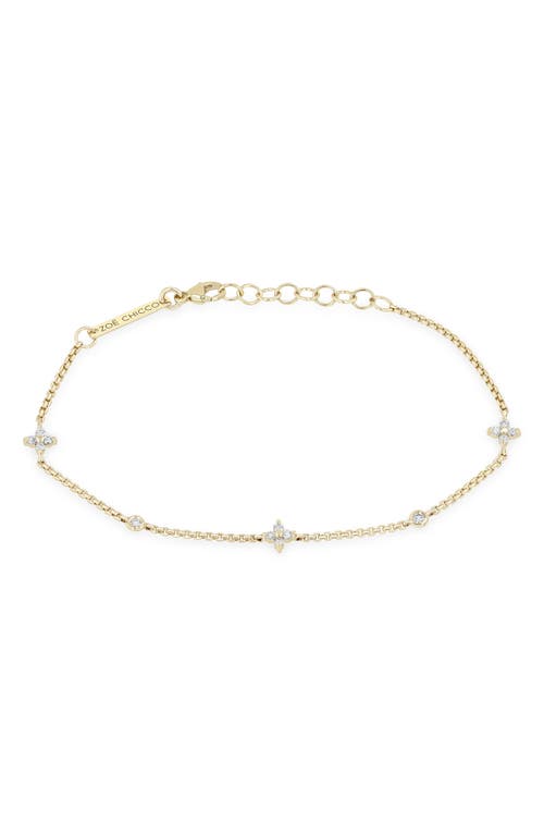 Zoë Chicco Small Quad Diamond Bracelet In Gold