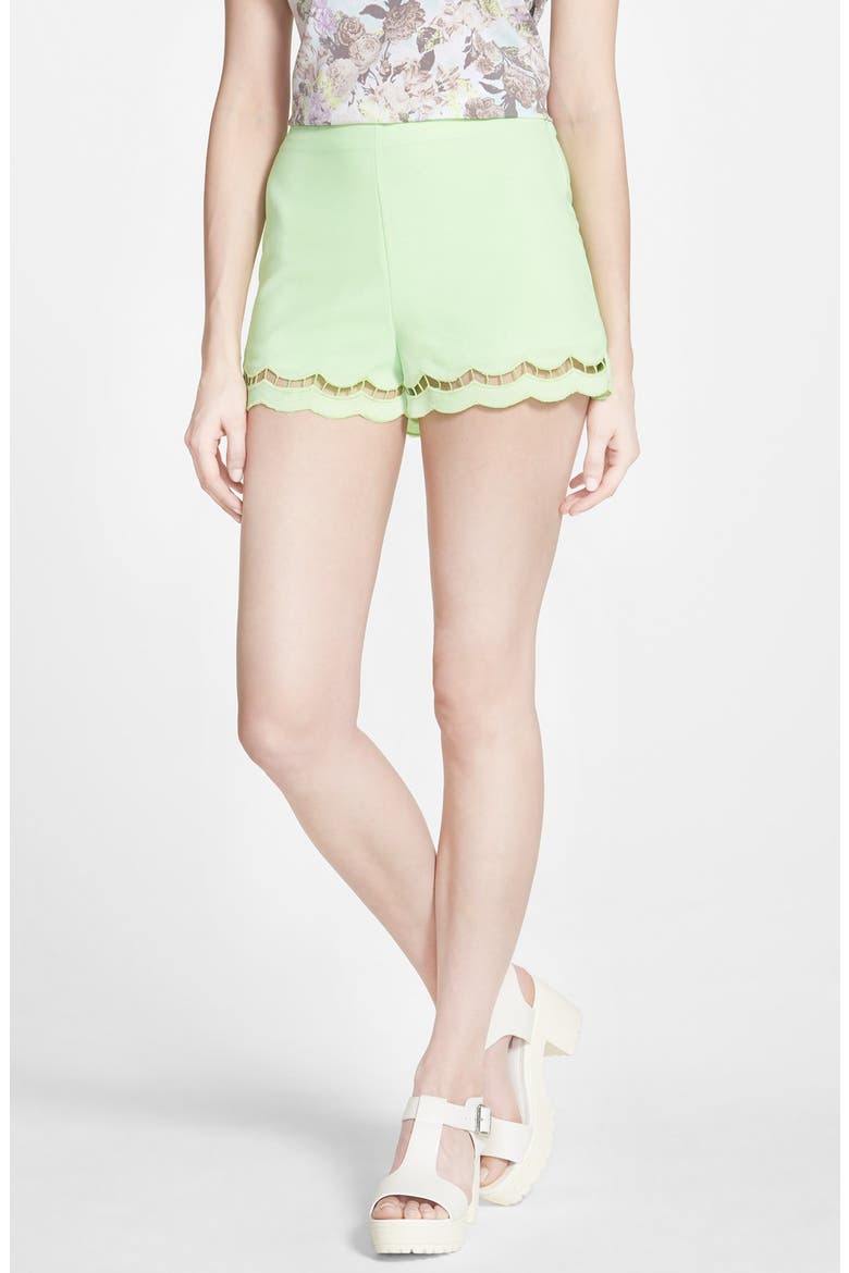 Scallop Trim Shorts, Main, color, LIME