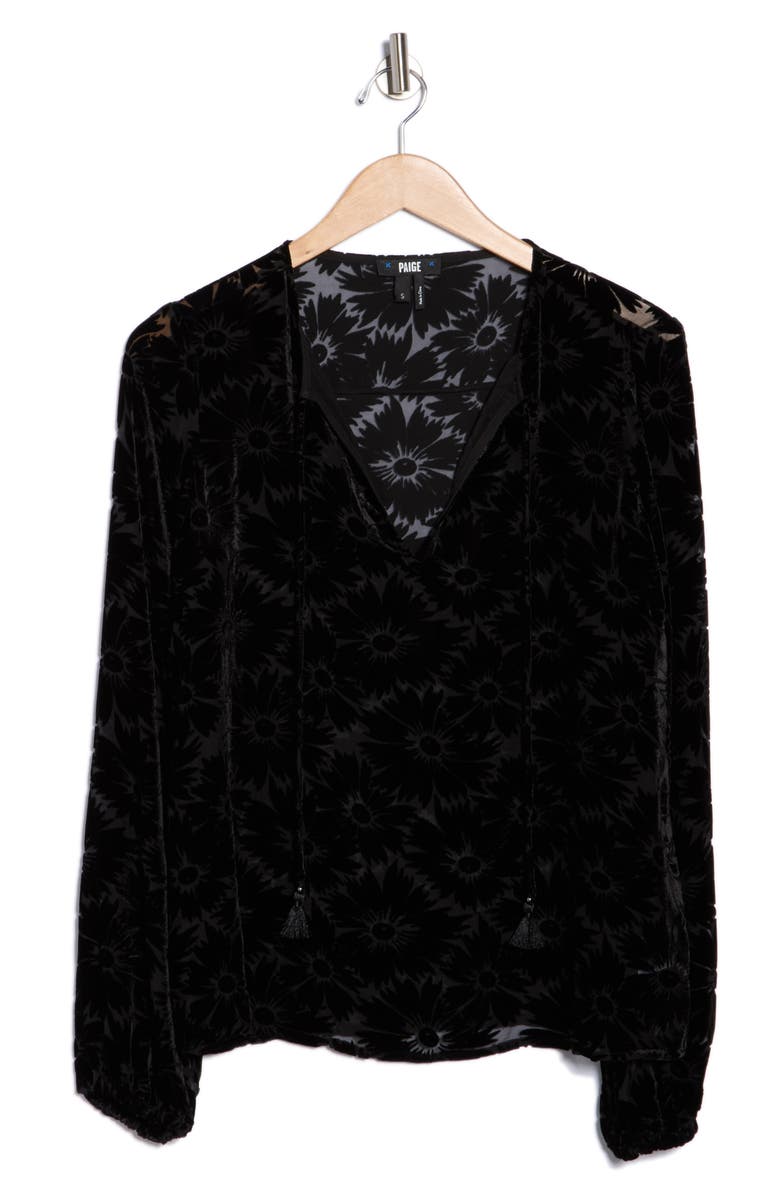 PAIGE Semah Burnout Velvet Top, Alternate, color, Black