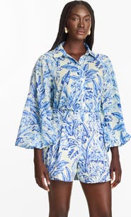 DIARRABLU Nora Cotton Voile Blouse Toile Blu