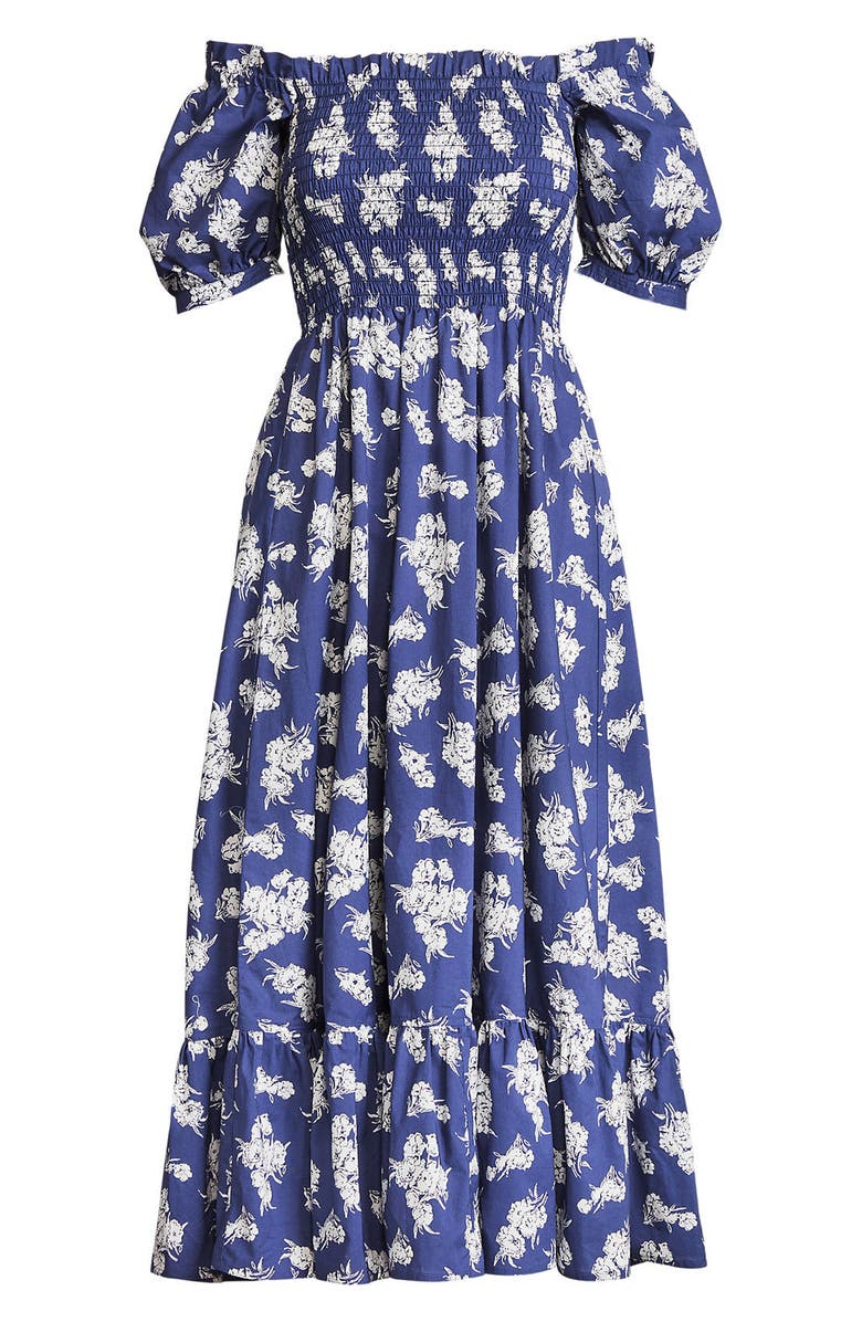Polo Ralph Lauren Floral Cotton Off the Shoulder Midi Dress, Alternate, color, 