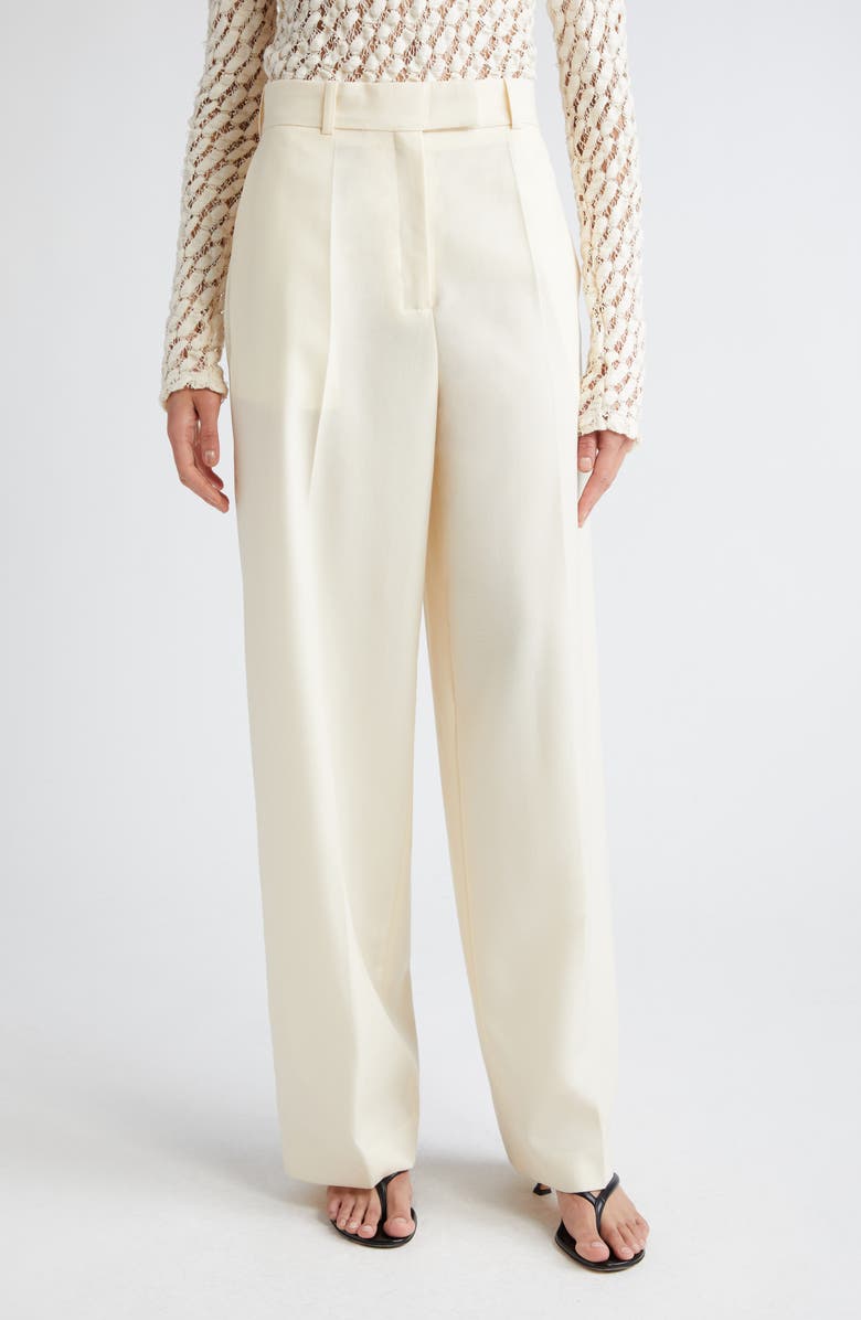 Róhe Virgin Wool Wide Leg Pants, Main, color, Off-White
