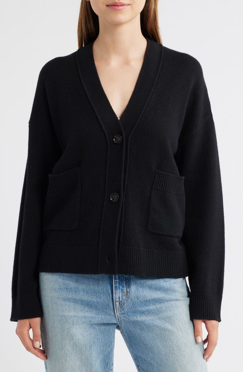Rails Lindi Cotton, Wool & Cashmere Cardigan, Alternate, color, Black