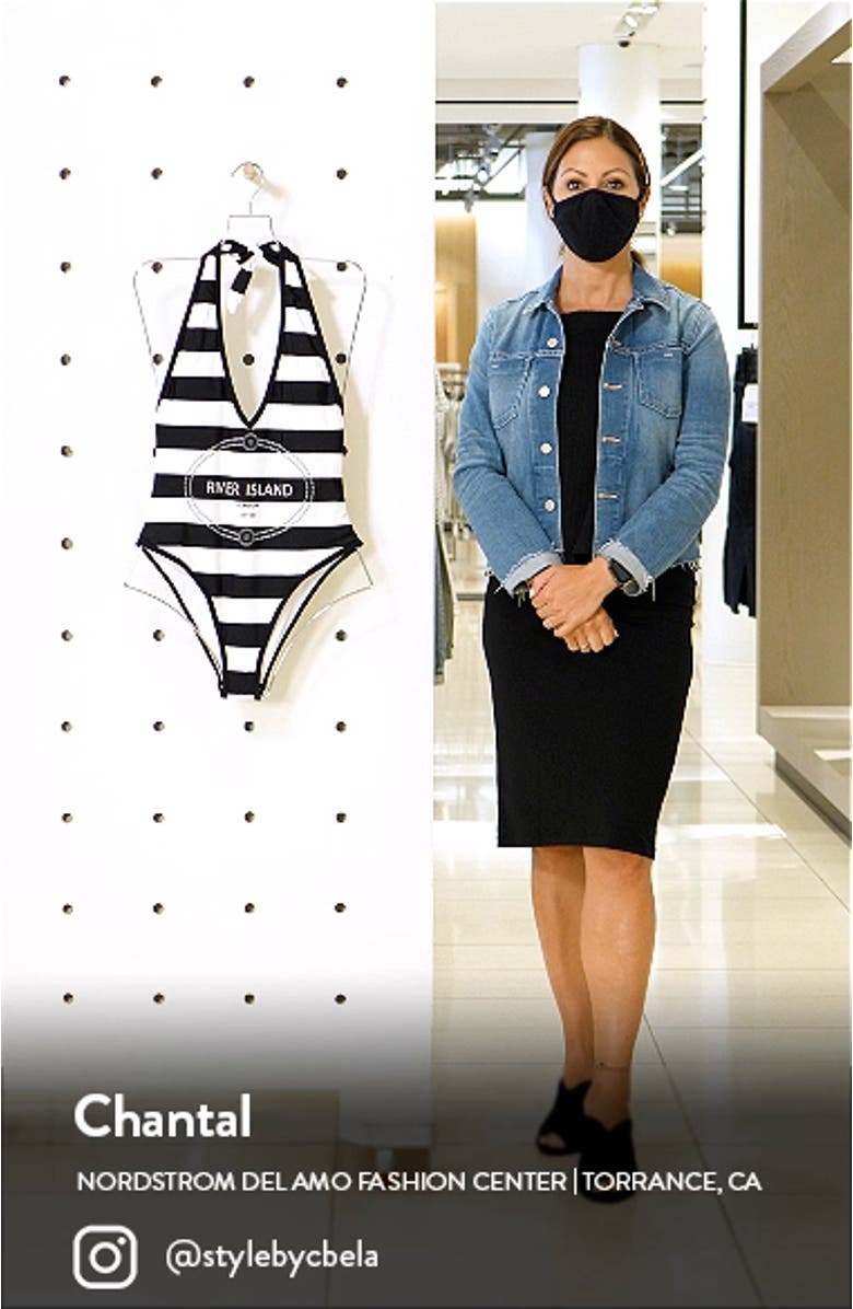 Halter Stripe Logo One-Piece Swimsuit, sales video thumbnail