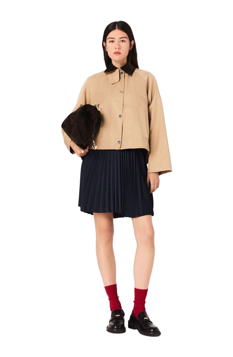 maje Jacket with removable contrast collar, Alternate, color, Camel