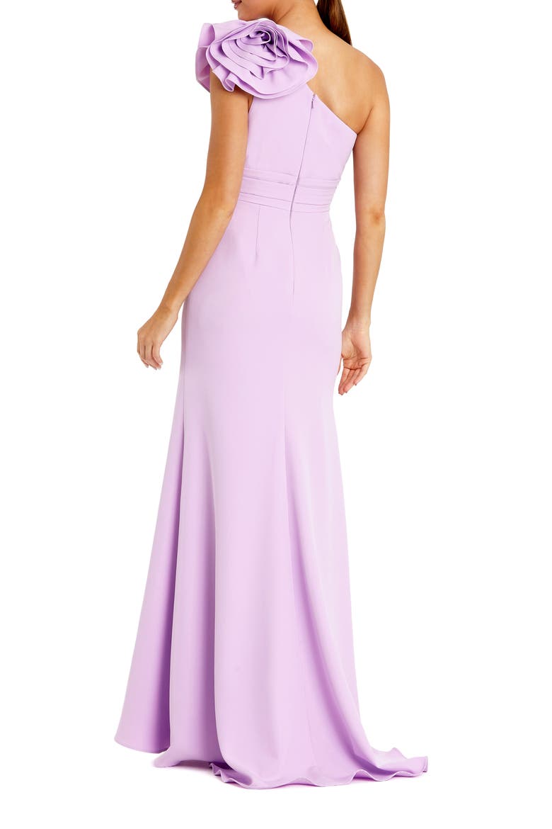 Crepe One Shoulder Gown With 3D Flower, Alternate, color, Lilac