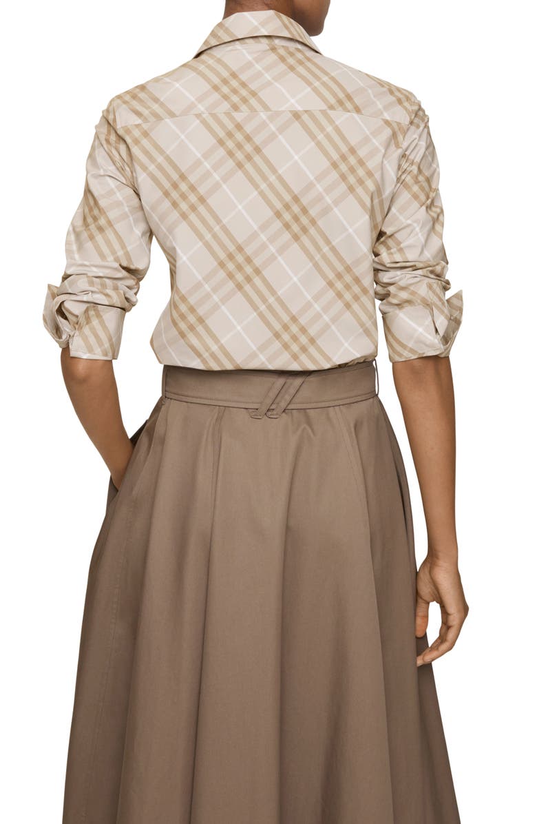 Burberry Simone Check Button-Up Shirt, Alternate, color, Stone Ip Check
