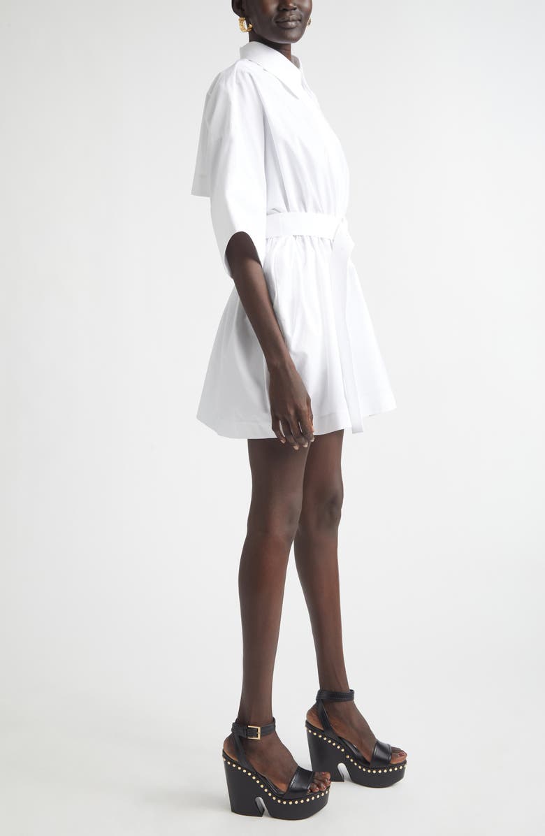 Givenchy Belted Cotton Poplin Mini Shirtdress, Alternate, color, White