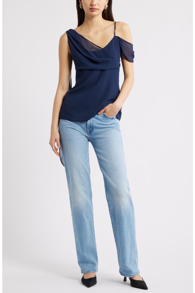 Drape Scarf Top, Alternate, color, NAVY IRIS