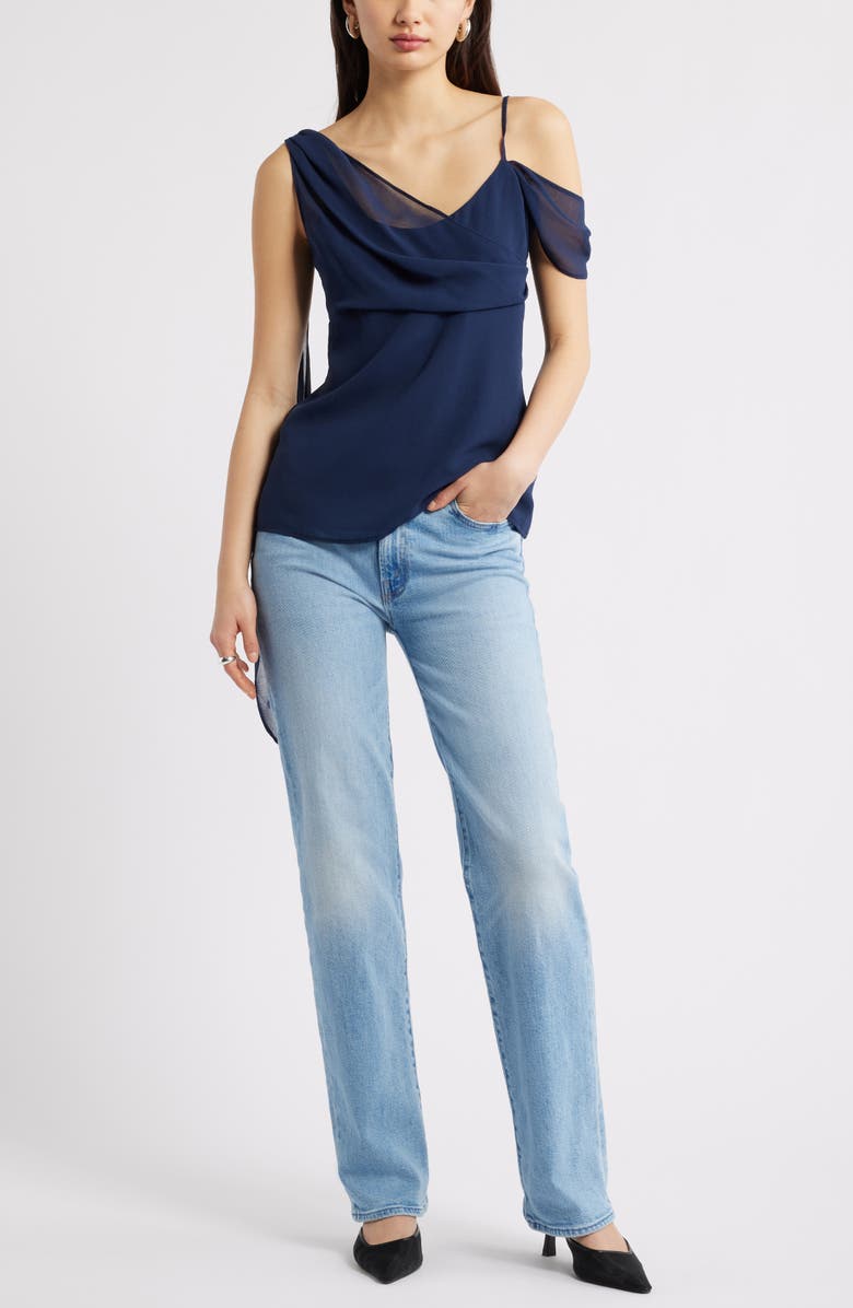 Open Edit Drape Scarf Top, Alternate, color, Navy Iris