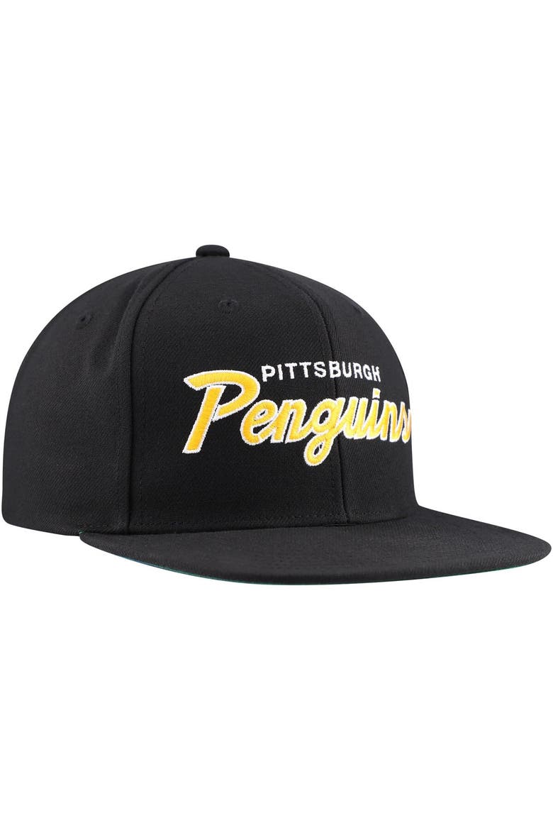 Men's Mitchell & Ness Black Pittsburgh Penguins Core Team Script 2.0 Snapback Hat, Alternate, color, Black