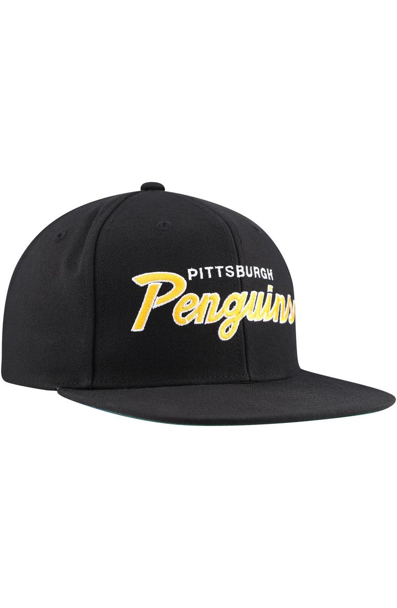 Mitchell & Ness Men's Mitchell & Ness Black Pittsburgh Penguins Core Team Script 2.0 Snapback Hat, Alternate, color, Black