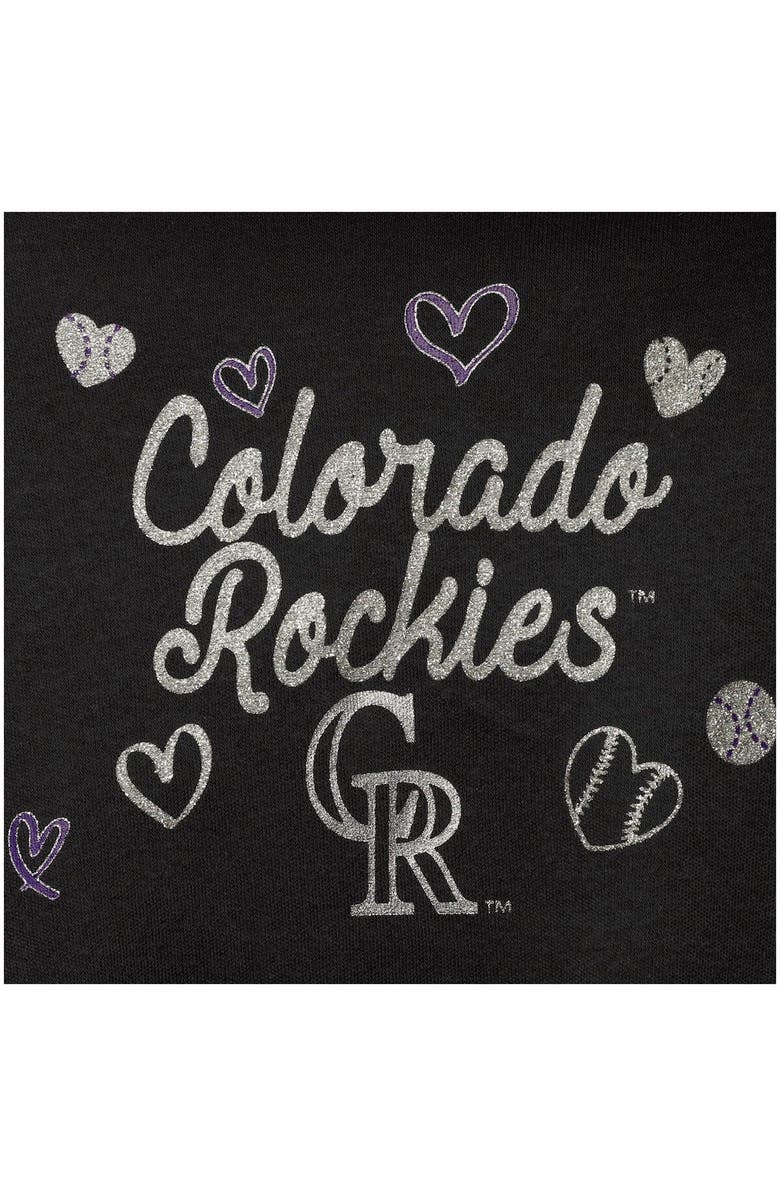 Outerstuff Girls Newborn & Infant Black Colorado Rockies 3-Piece Home Plate Bodysuit Bib & Booties Set, Alternate, color, 