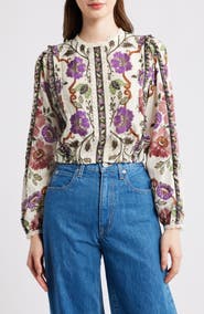 FARM Rio Rococo Floral Lace Trim Blouse