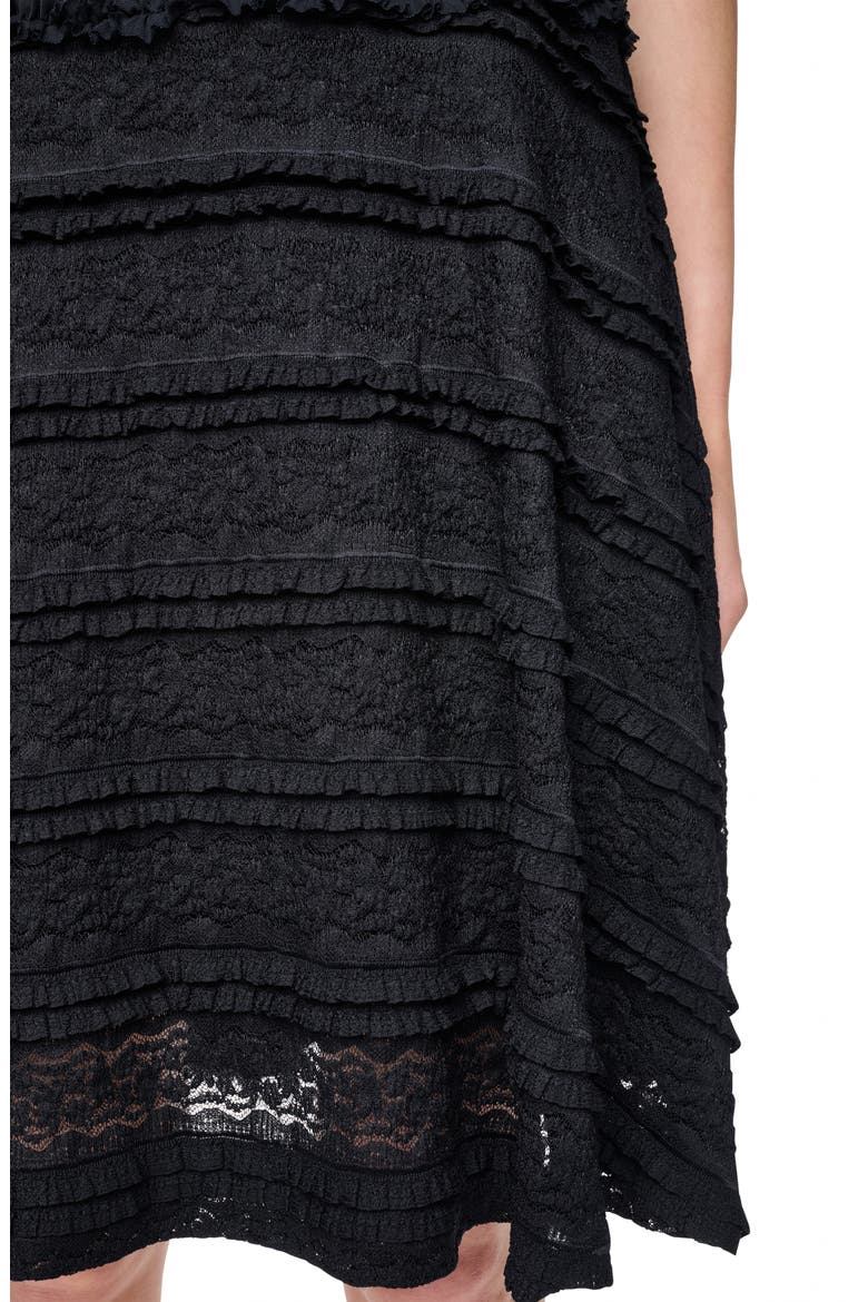 Lace Tiered A-Line Dress, Alternate, color, BLACK