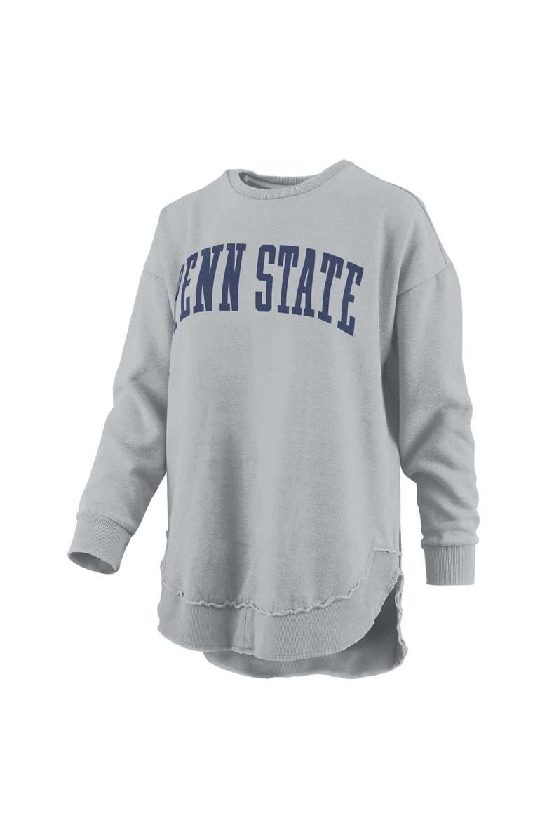 PRESSBOX Women's Pressbox  Gray Penn State Nittany Lions Melange Poncho Vintage Fleece Long Sleeve Pullover Sweatshirt, Alternate, color, Gray