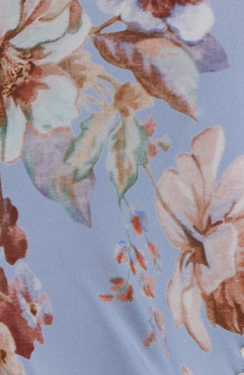 Zimmermann Awaken Crochet Edge Side Tie Bikini Bottoms, Alternate, color, Chambray Floral