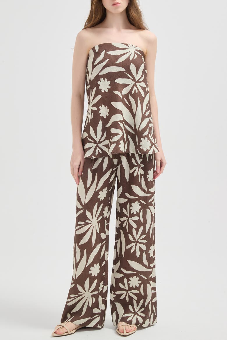 Rhea Wide-leg Linen Pant, Main, color, Brown