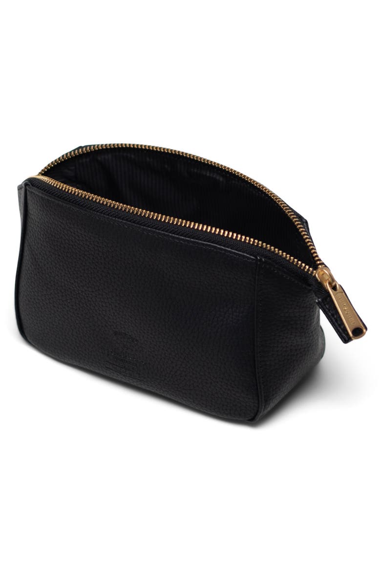 Small Milan Faux Leather Toiletry Bag, Alternate, color, BLACK