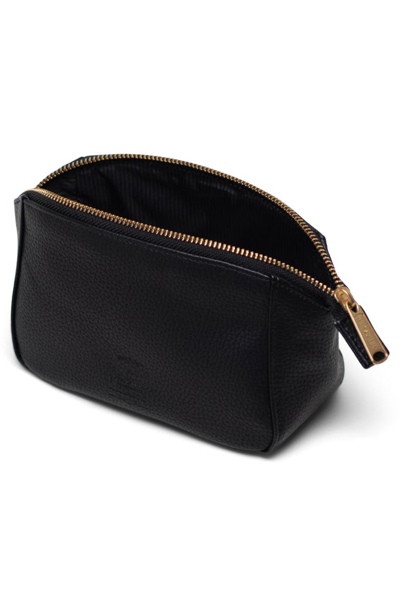 Herschel Supply Co. Small Milan Faux Leather Toiletry Bag, Alternate, color, Black