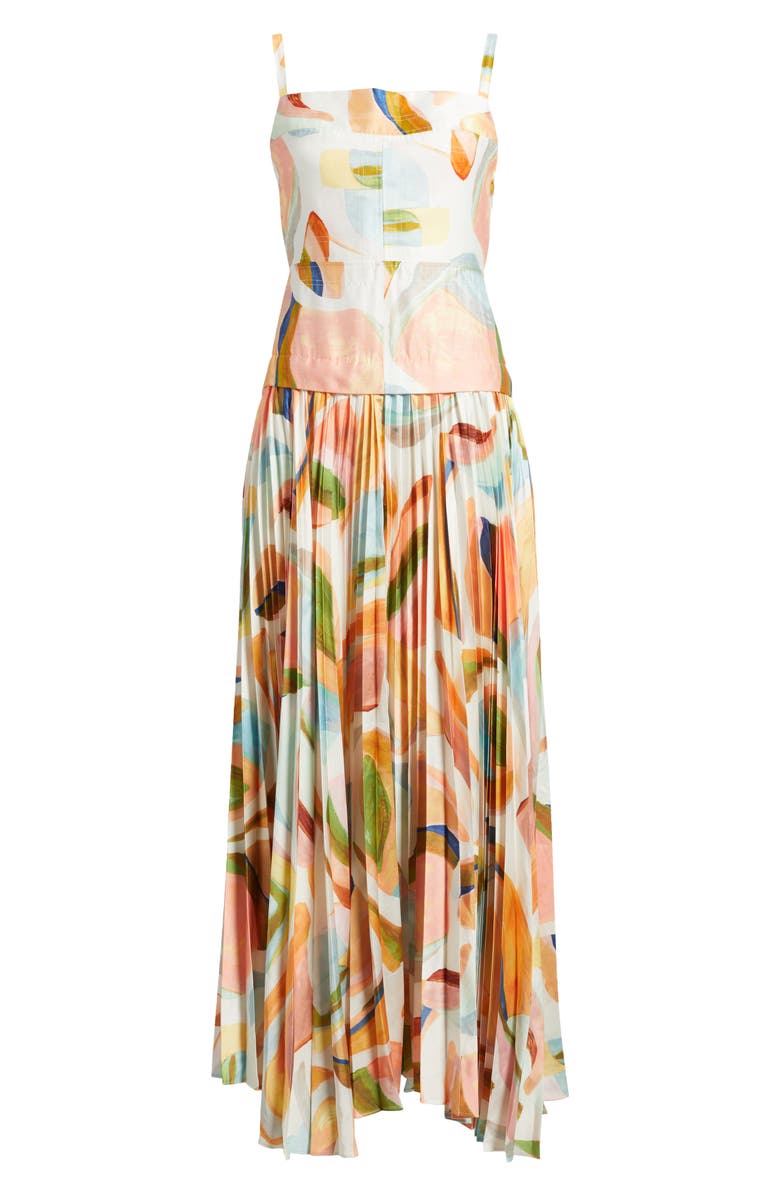 Acler Leasgill Abstract Print Open Back Linen Blend Maxi Dress, Alternate, color, Cubist Canyon
