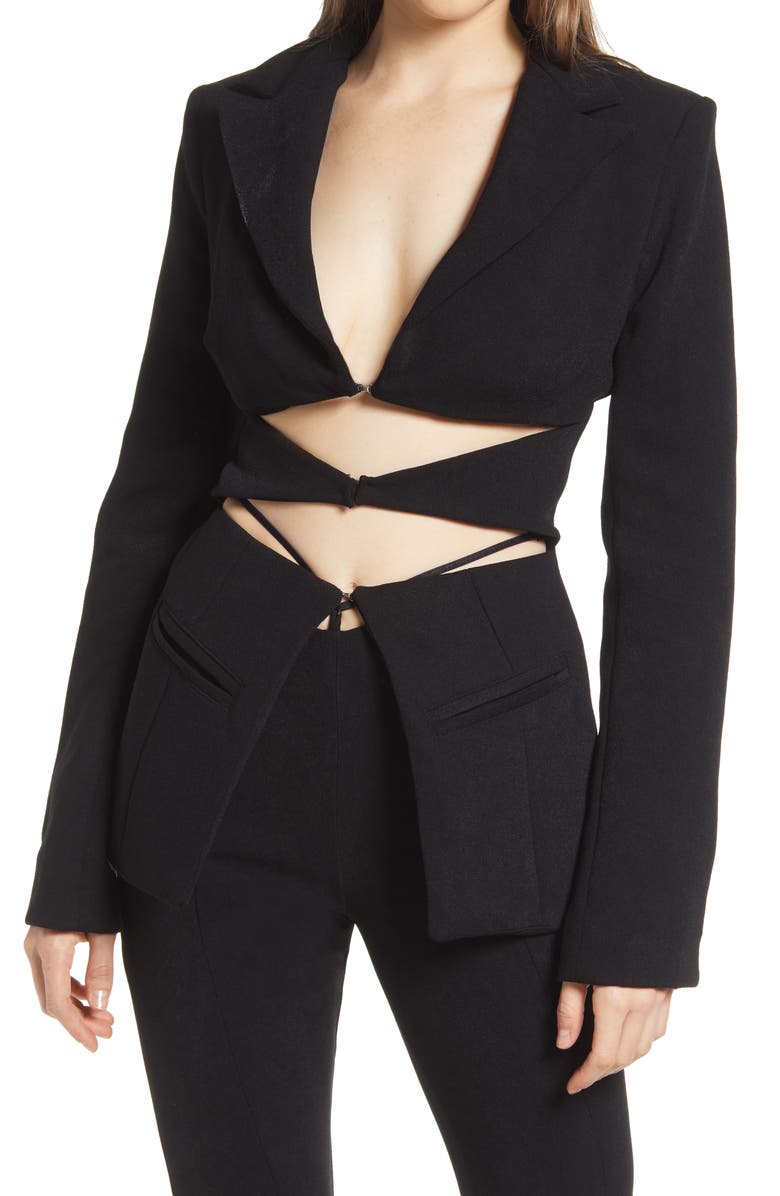 HOUSE OF CB Nour Cutout Crepe Blazer, Main, color, 